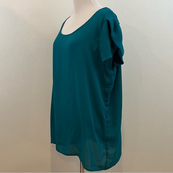 Zenobie | Teal Split Sleeve & Back Blouse - Picture 4 of 9